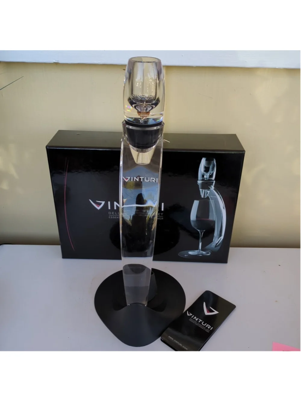 Vinturi Red Wine Aerator Tower Set With Stand And Filter, Black Color
